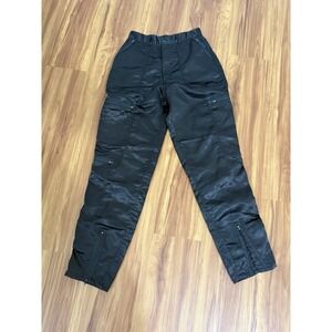 Black Cargo Sleek Nylon High Rise Utility Pants XXS 24x30 Flapped Pockets